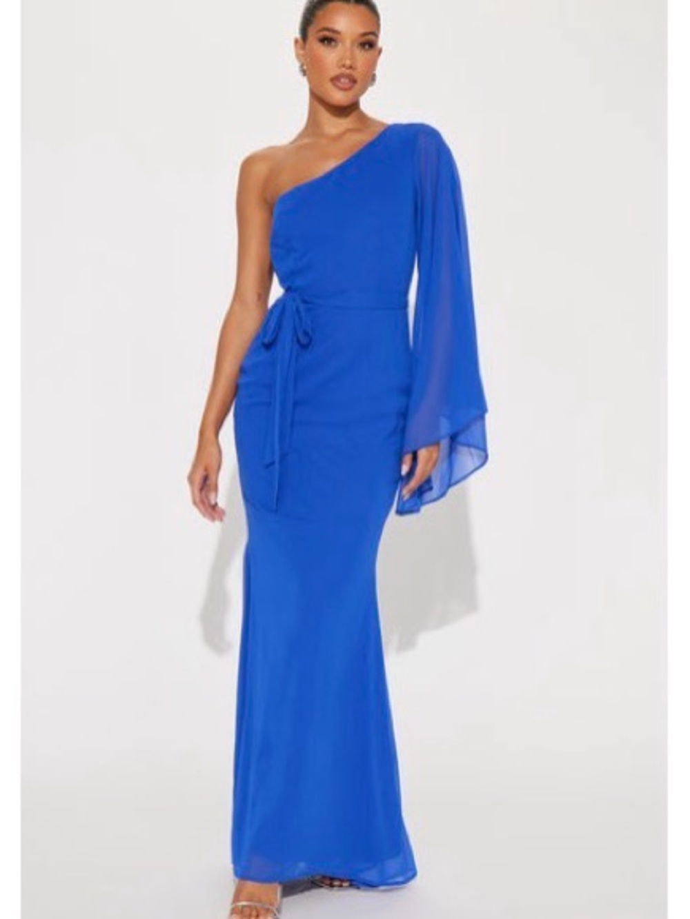 Heaven One-Shoulder Royal Blue Maxi Dress